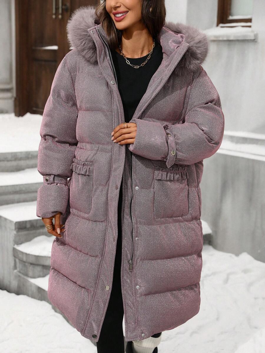 SHEIN RÓŻOWA PIKOWANA KURTKA KAPTUR W01__50