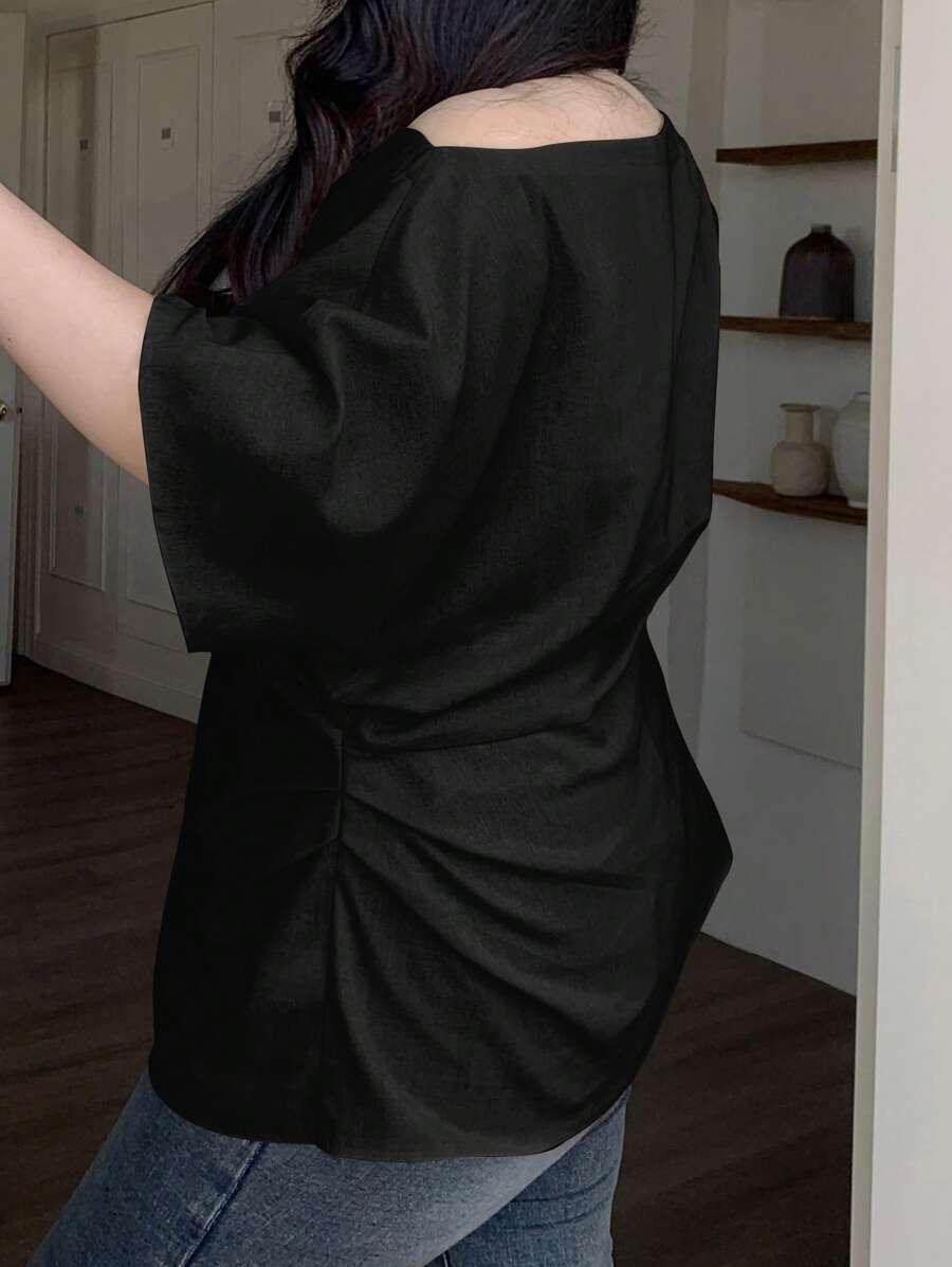SHEIN CZARNA BLUZKA KRÓTKI RĘKAW S06__46