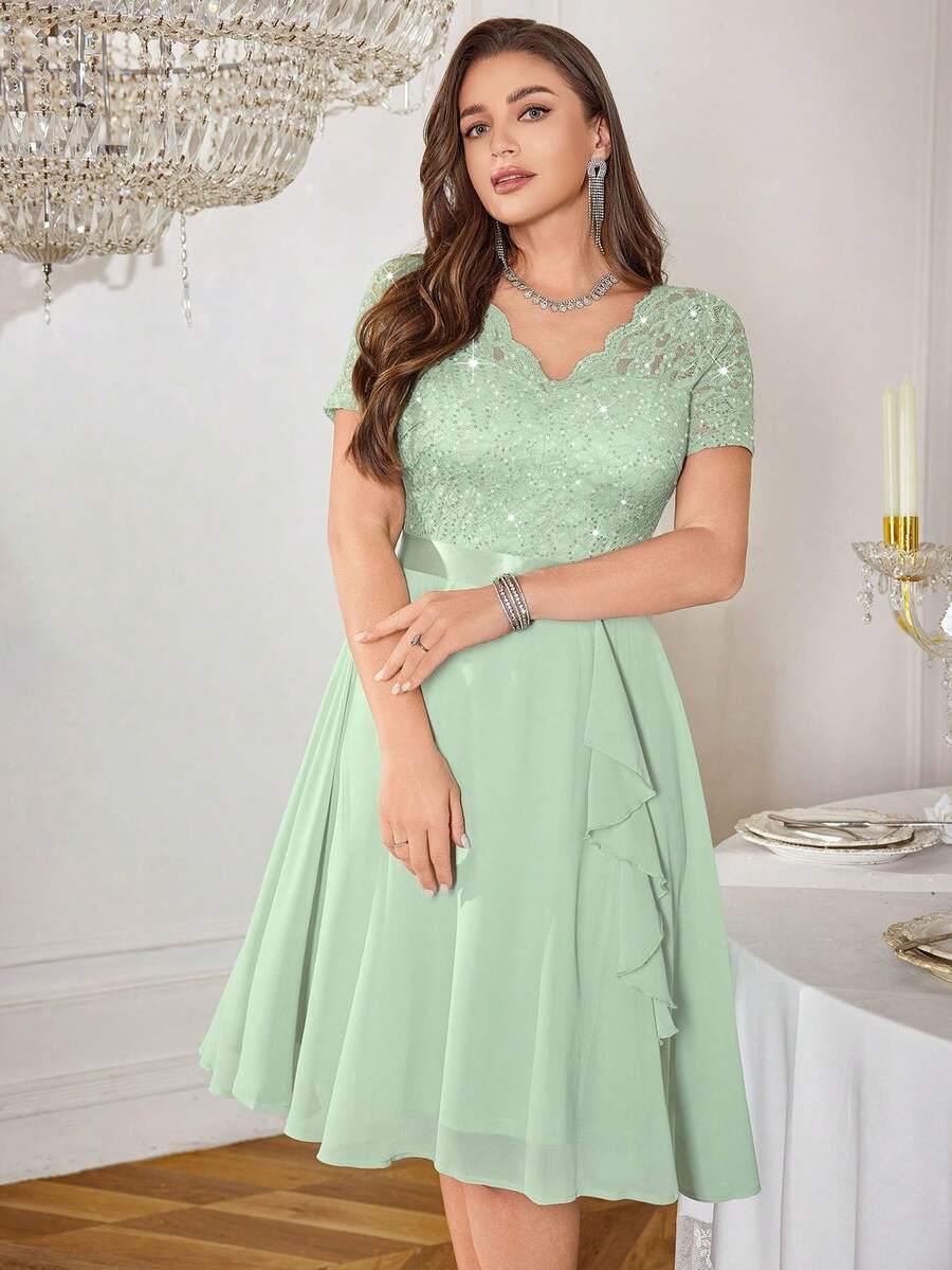 MIUSOL ZIELONA SUKIENKA CEKINY PK01__L