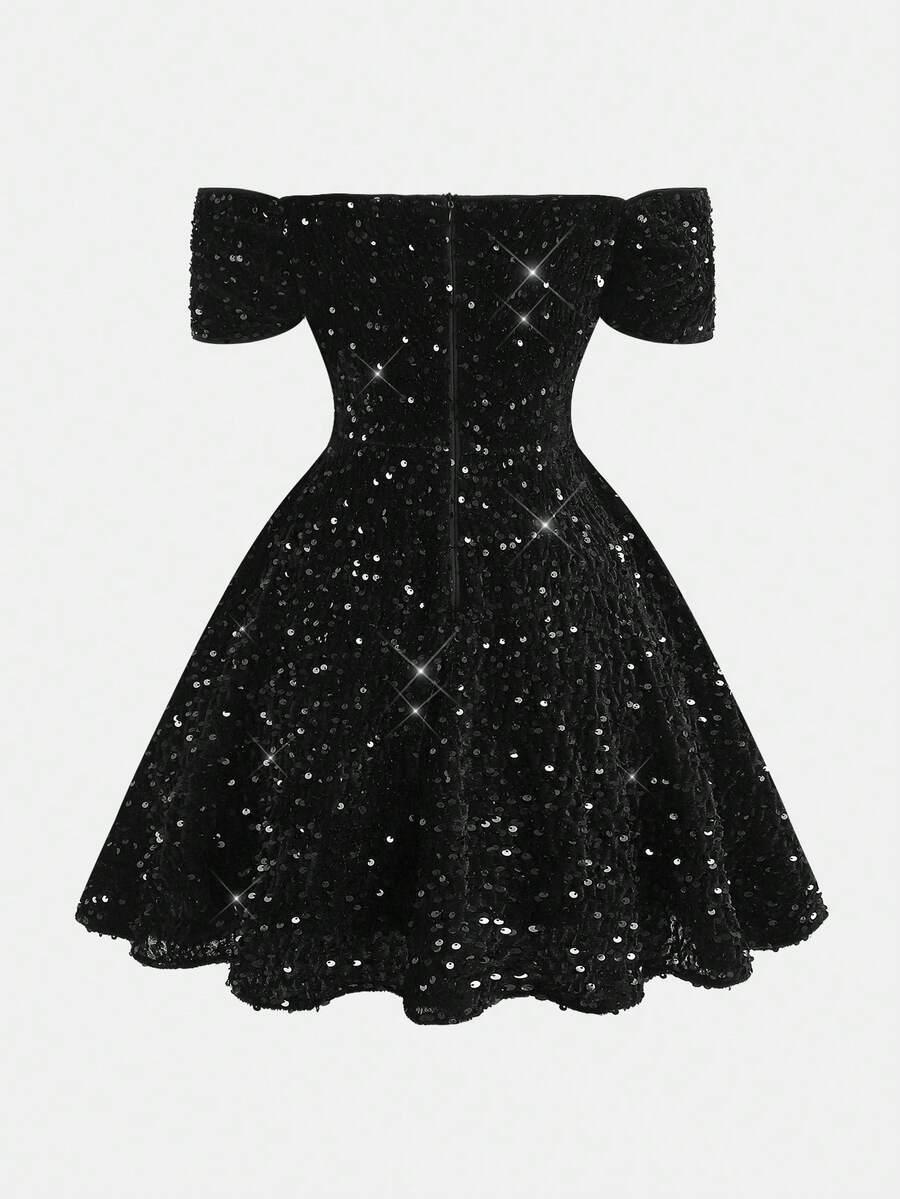 SHEIN CZARNA MINI SUKIENKA ZDOBIENIE S06__164/170
