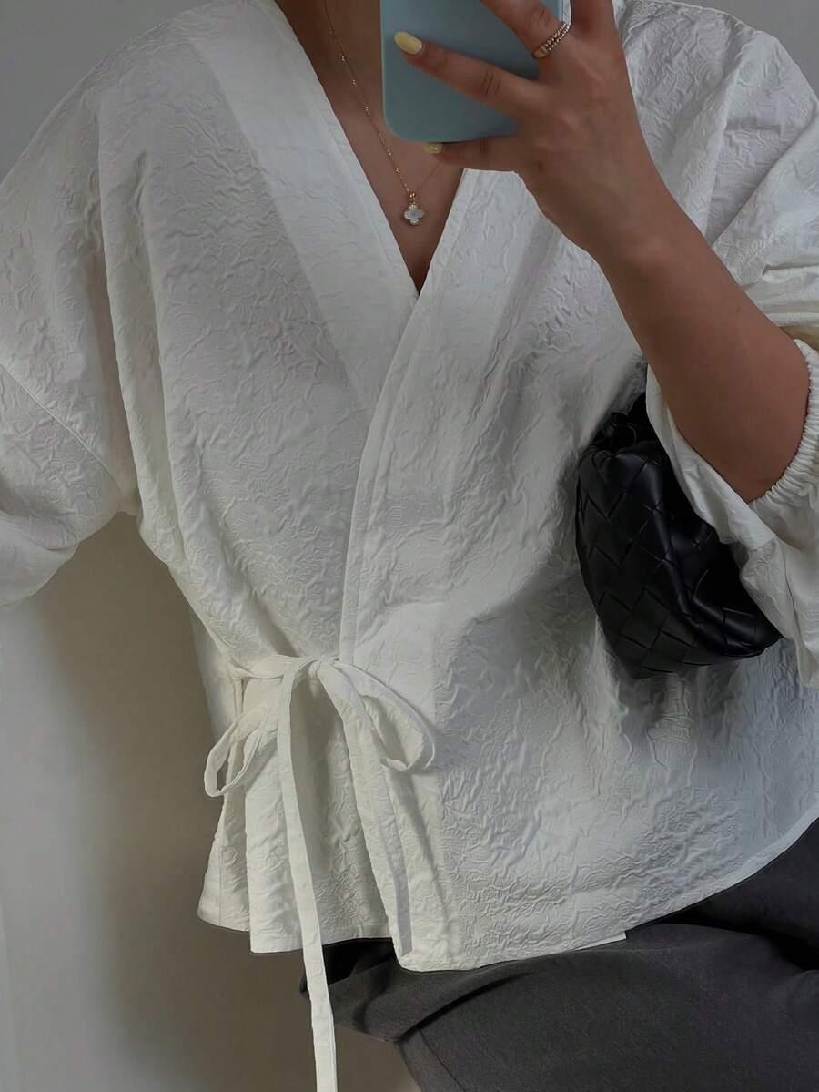 SHEIN BIAŁĄ BLUZKA WIĄZANIE S06__XS