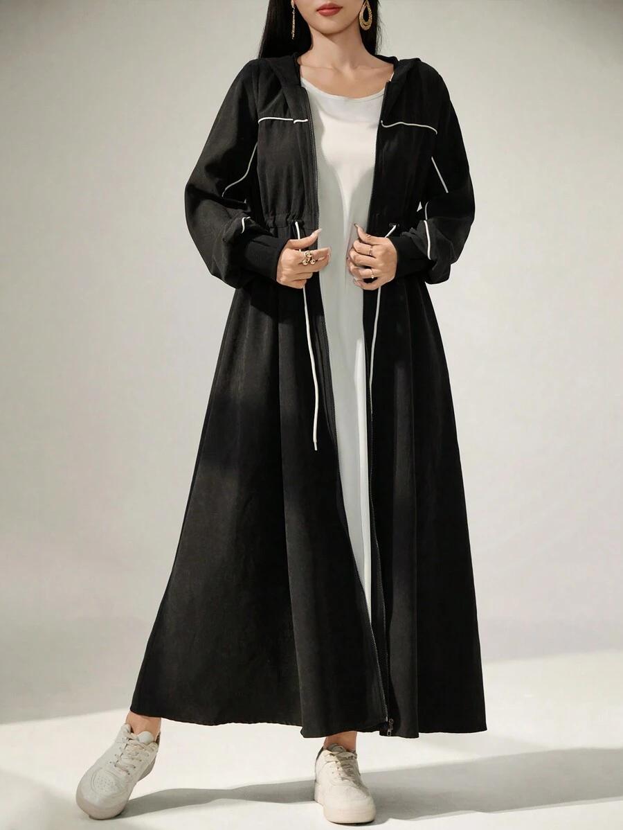 SHEIN CZARNA KURTKA KAPTUR S06__L