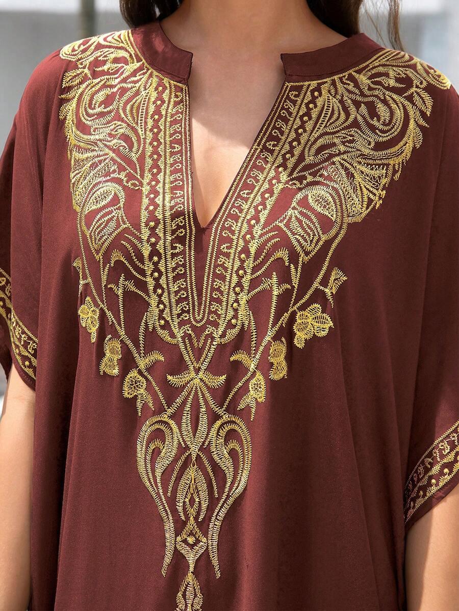 SHEIN BRĄZOWA MAXI SUKIENKA S06__OS