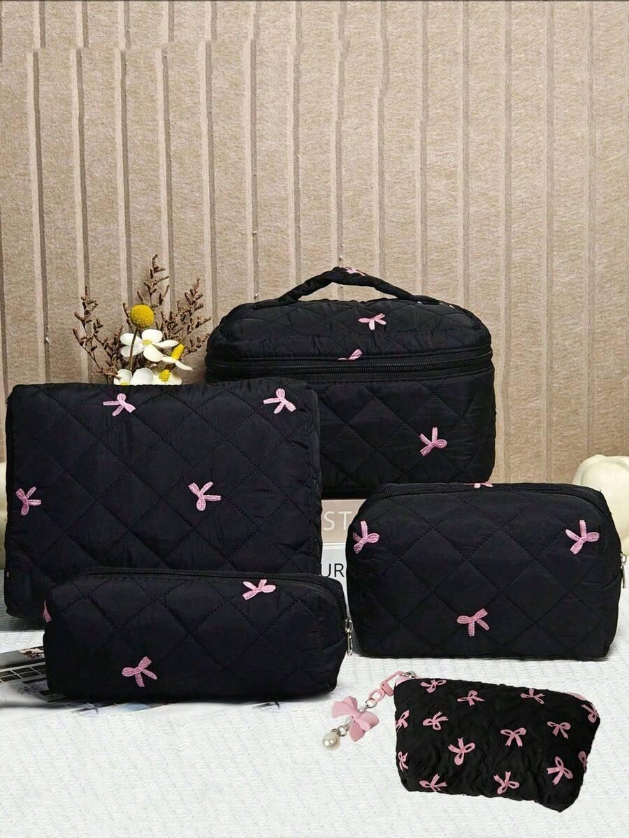 SHEIN CZARNA KOSMETYCZKA KOKARDY S07__28X17