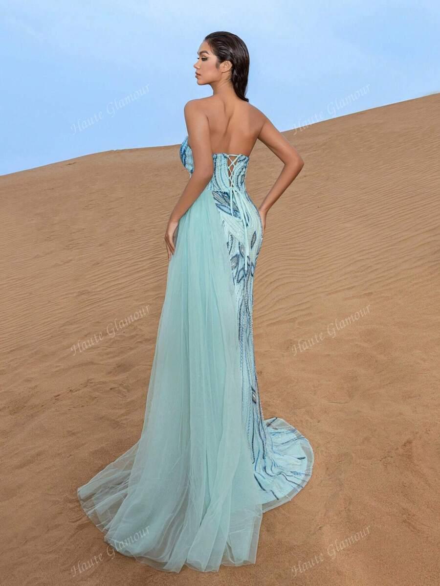 SHEIN NIEBIESKA MAXI SUKIENKA S06__L