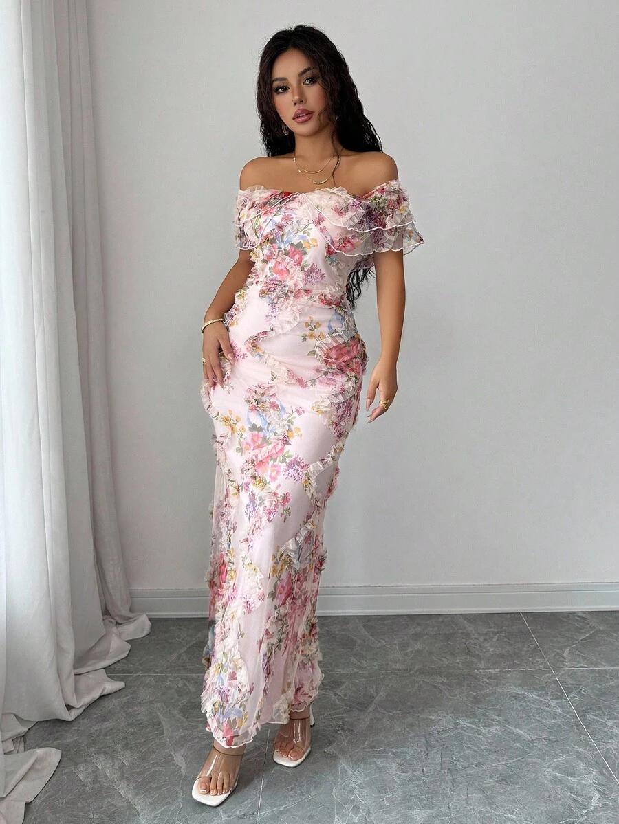 SHEIN MAXI SUKIENKA W KWIATY S09__L
