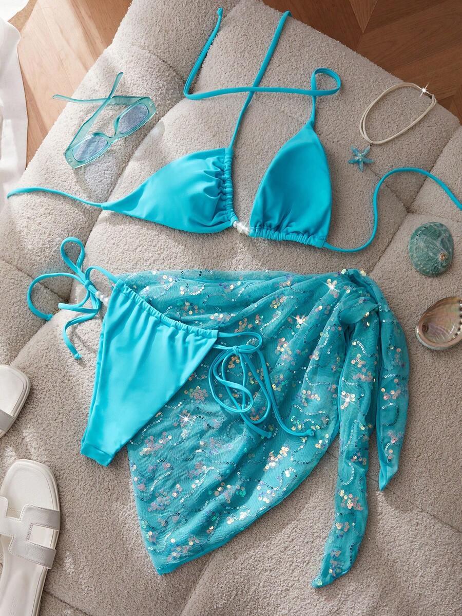SHEIN DWUCZĘŚCIOWY STRÓJ KĄPIELOWY PAREO S09__S