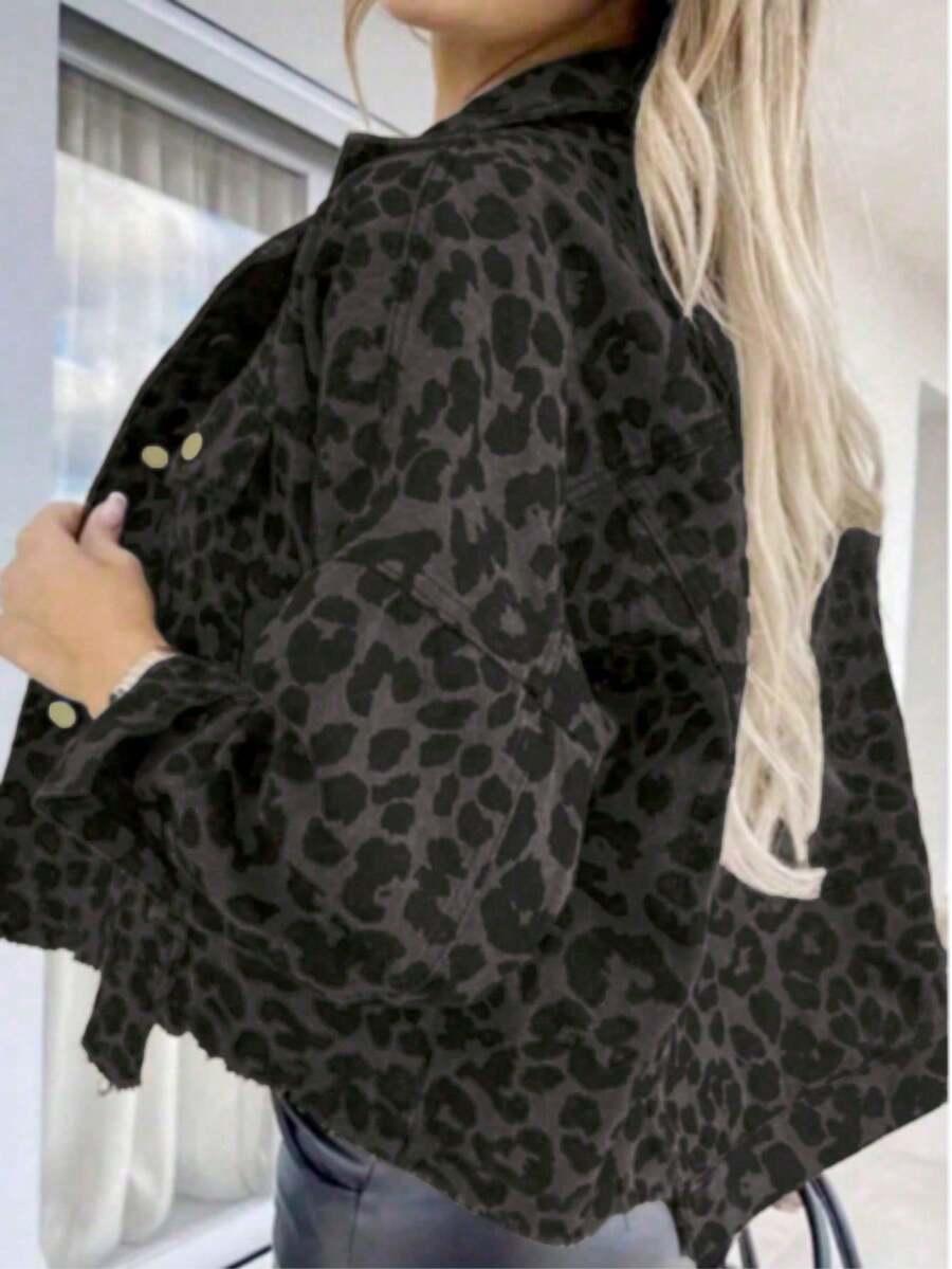 SHEIN KURTKA JEANS ANIMAL PRINT S06__L