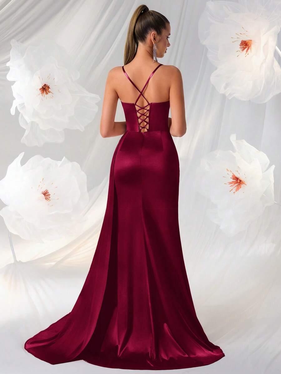 SHEIN BORDOWA MAXI SUKIENKA S06__S