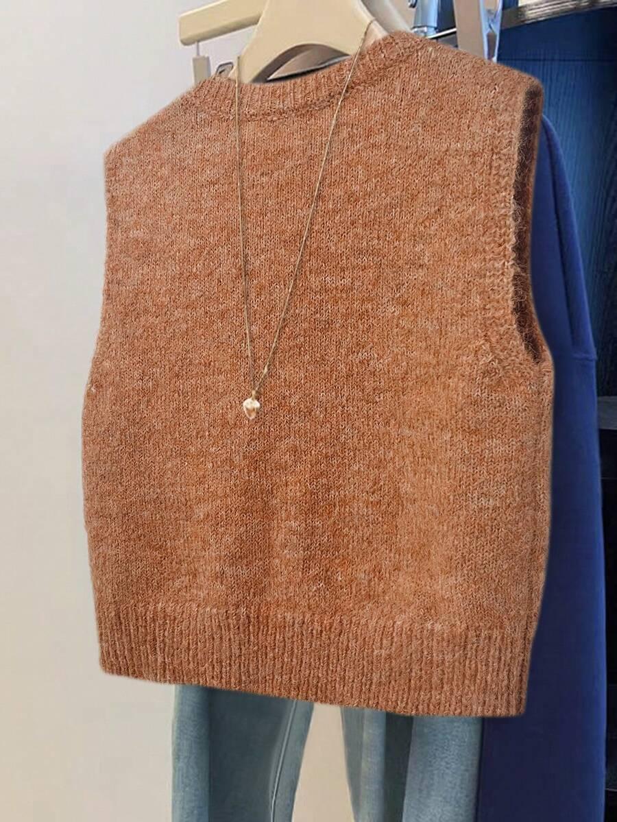 SHEIN POMARAŃCZOWA DZIANINOWA KAMIZELKA S06__S