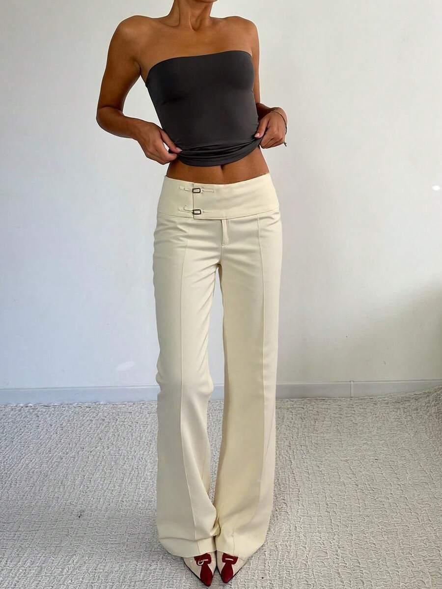 SHEIN KREMOWE ELEGANCKIE SPODNIE S06__S