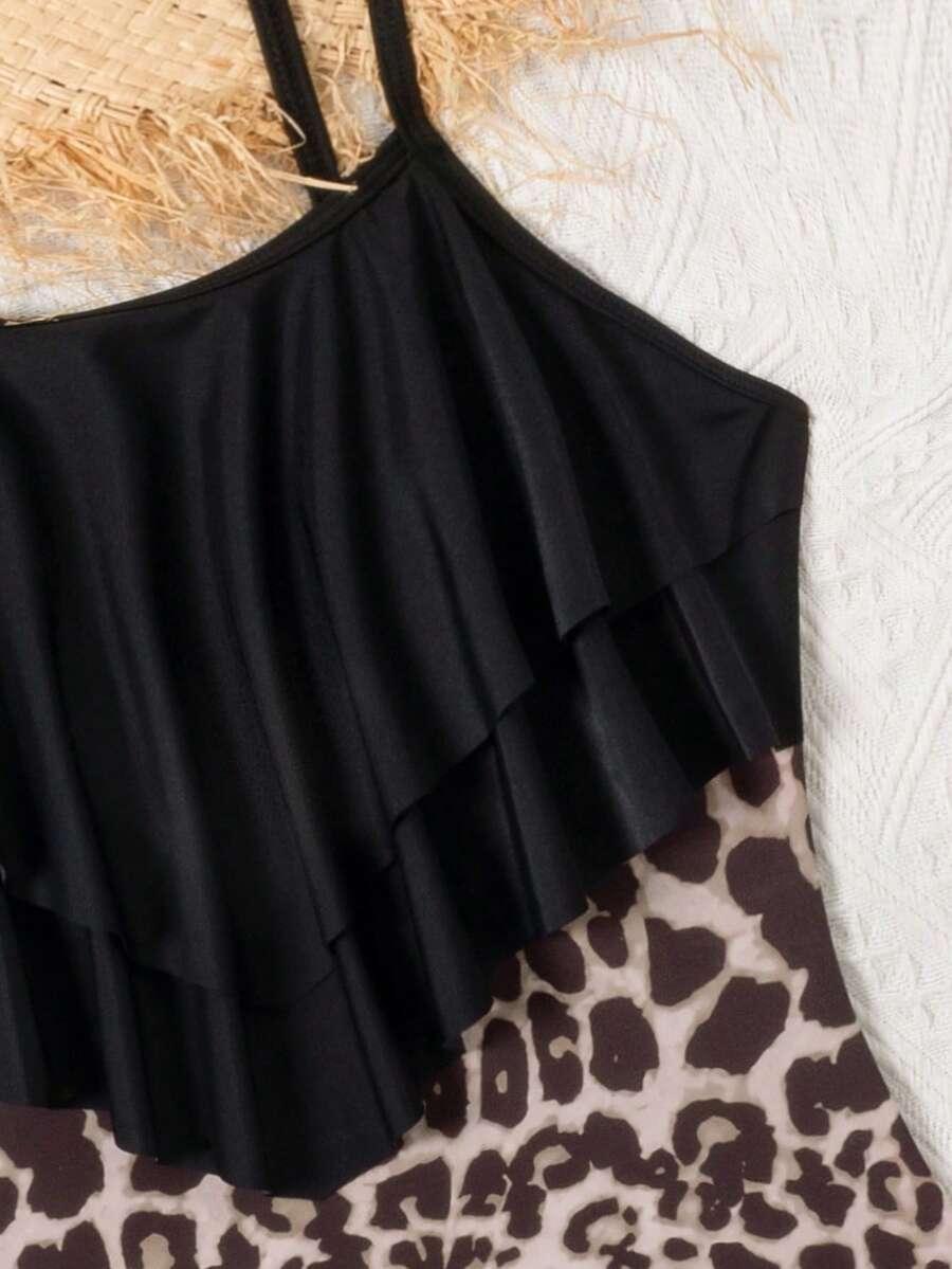 SHEIN JEDNOCZĘŚCIOWY STRÓJ KĄPIELOWY ANIMAL PRINT S09__140-146