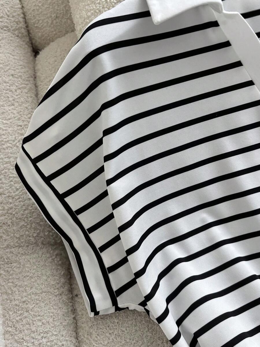 FRANCLIA BIAŁA BLUZKA PRINT PASKI S06__S
