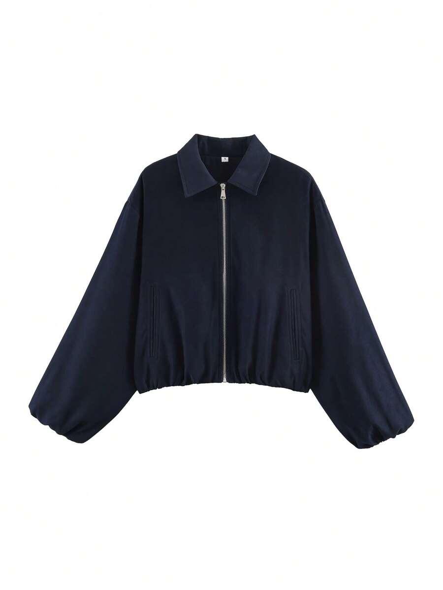 SHEIN GRANATOWA KURTKA ZAMEK S06__M