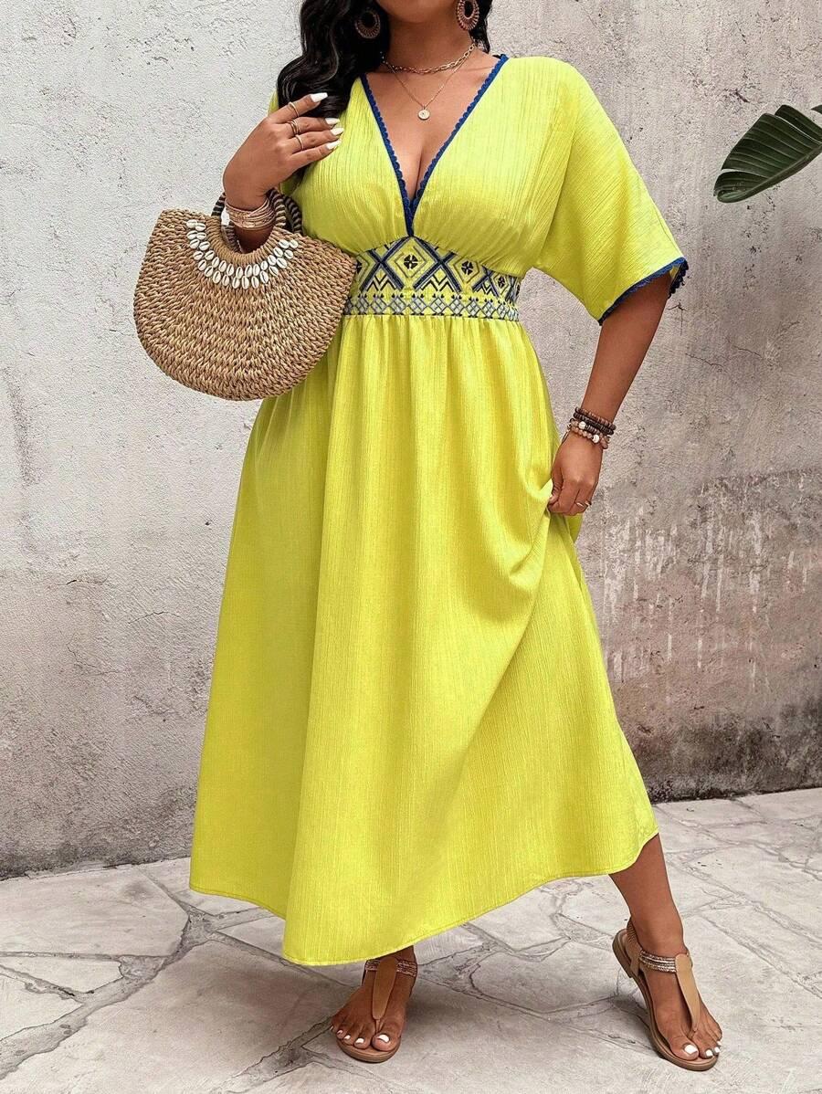 SHEIN ŻÓŁTA MAXI SUKIENKA S06__46