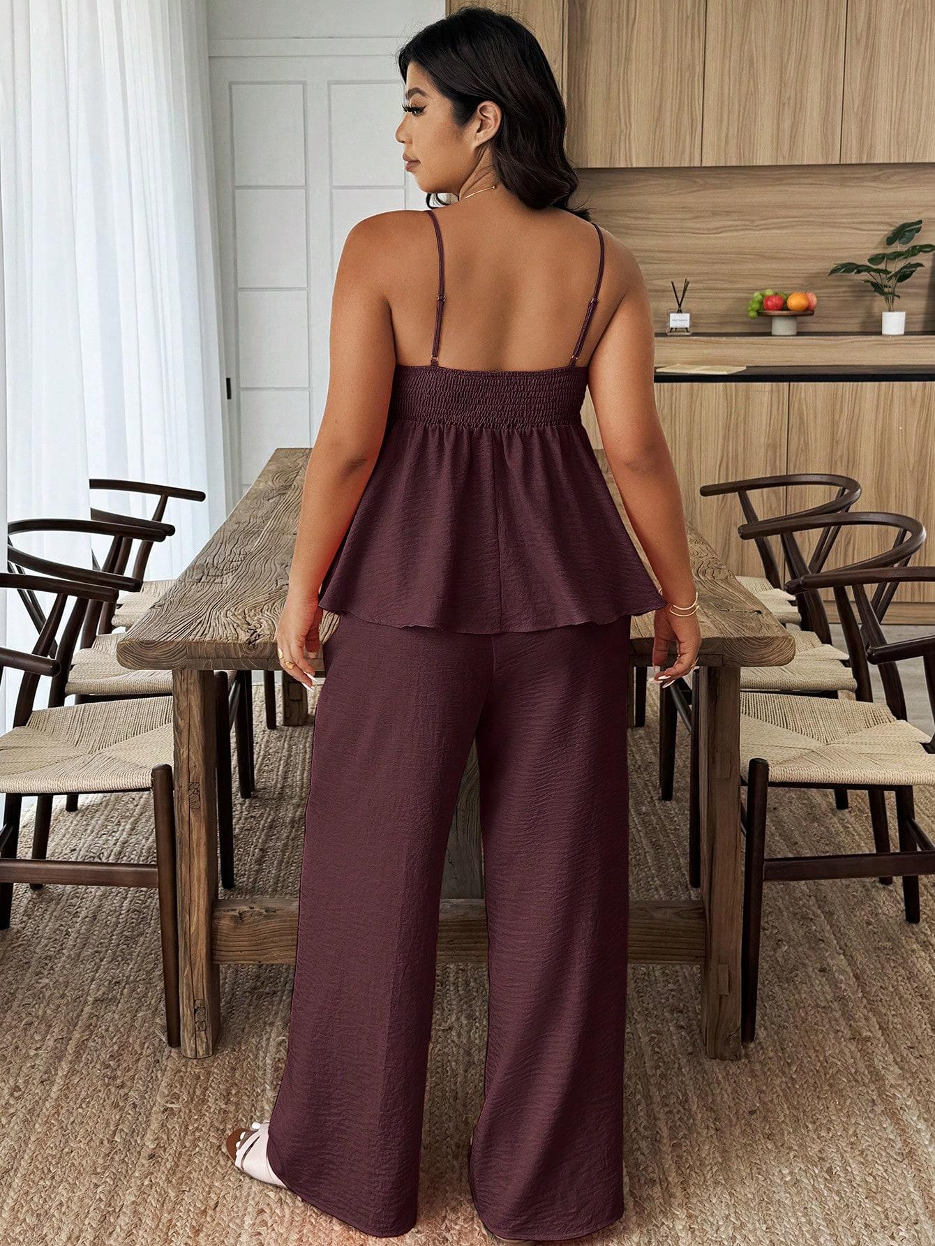 SHEIN BORDOWA BLUZKA SPODNIE KOMPLET S06__46