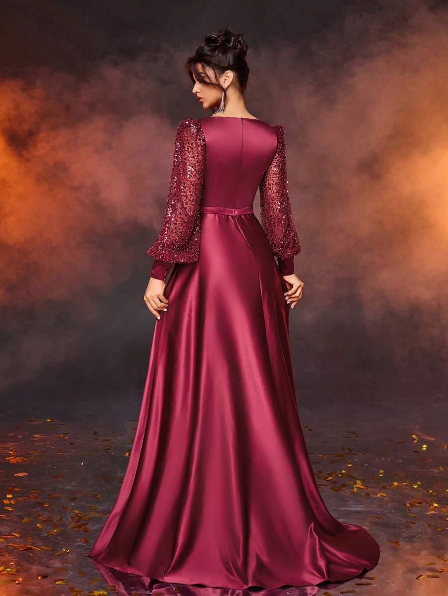 SHEIN BORDOWA SUKIENKA MAXI CEKINY S06__M
