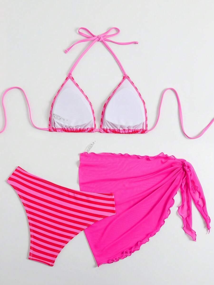 SHEIN DWUCZĘŚCIOWY KOSTIUM BIKINI PAREO KOMPLET S09__L