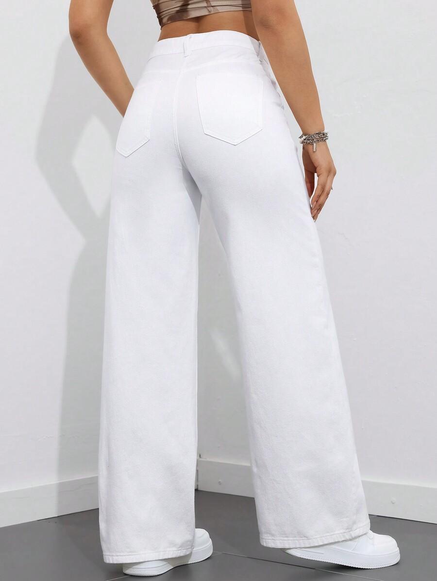 SHEIN BIAŁE PROSTE JEANSY S06__L