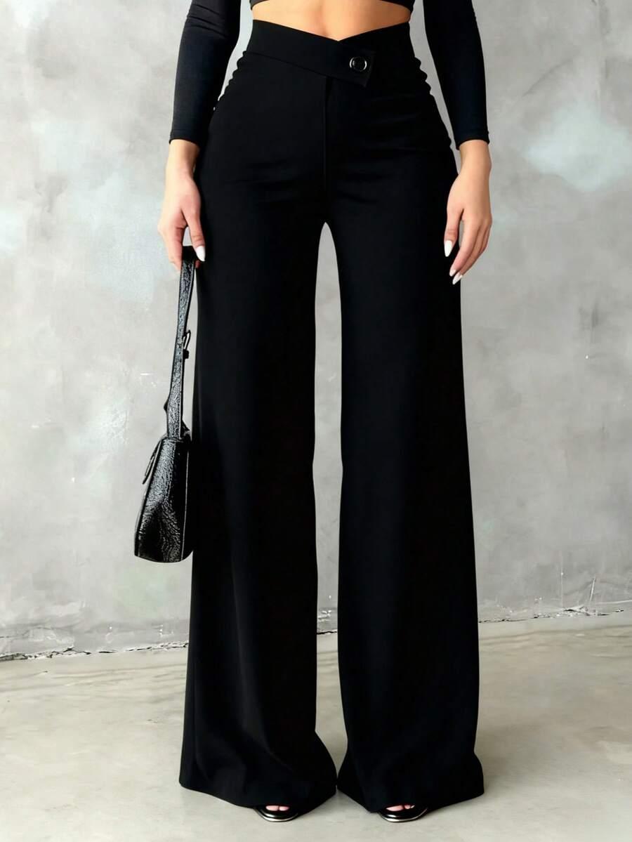 SHEIN CZARNE SPODNIE PROSTA NOGAWKA S06__S