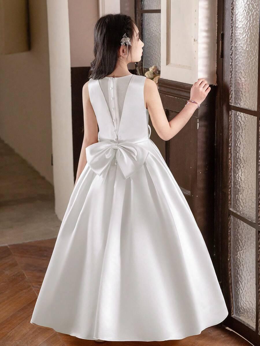 SHEIN BIAŁA SUKIENKA KOKARDA S06__134-140