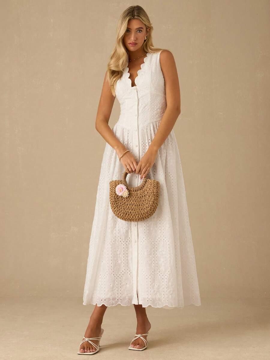 SHEIN BIAŁA SUKIENKA BEZ RĘKAWÓW S06__L