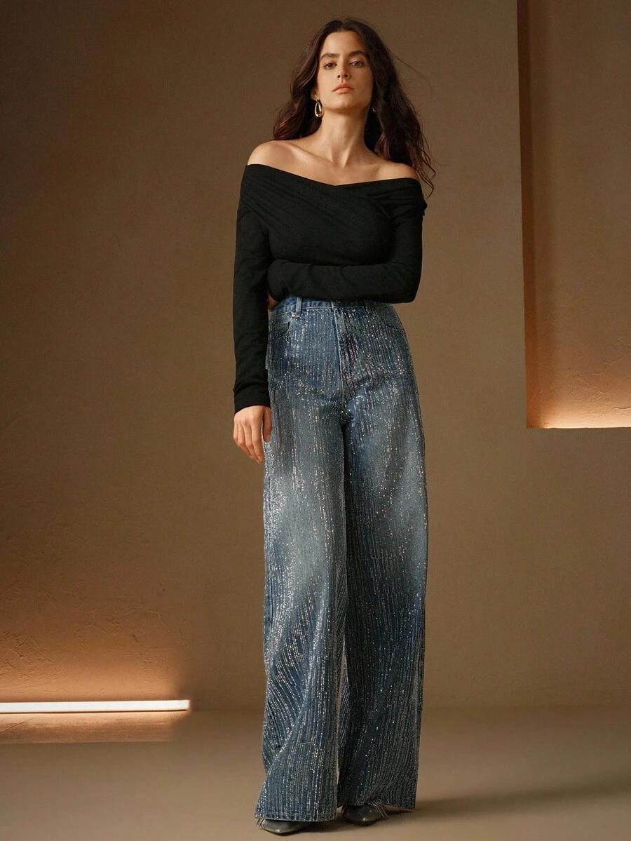 ANEWSTA NIEBIESKIE JEANSY ZDOBIENIE S06__M