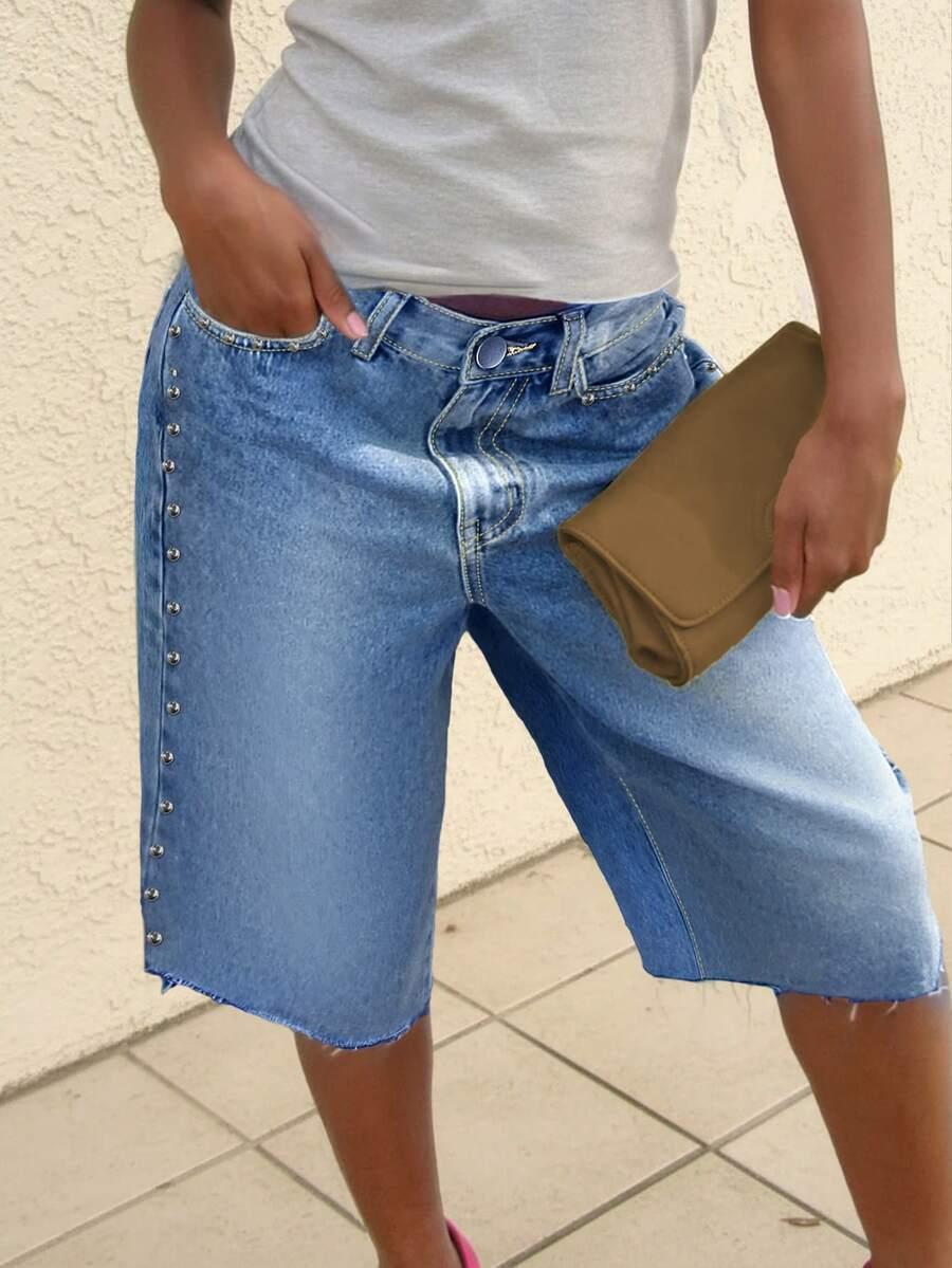 SHEIN NIEBIESKIE SPODENKI JEANS ZDOBIENIE S06__M