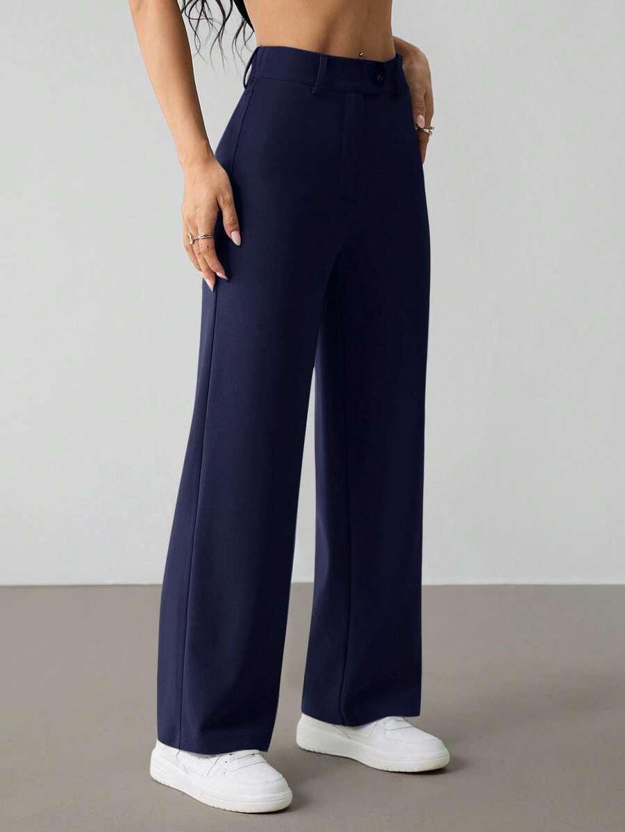 SHEIN GRANATOWE SPODNIE CASUAL S06__XS
