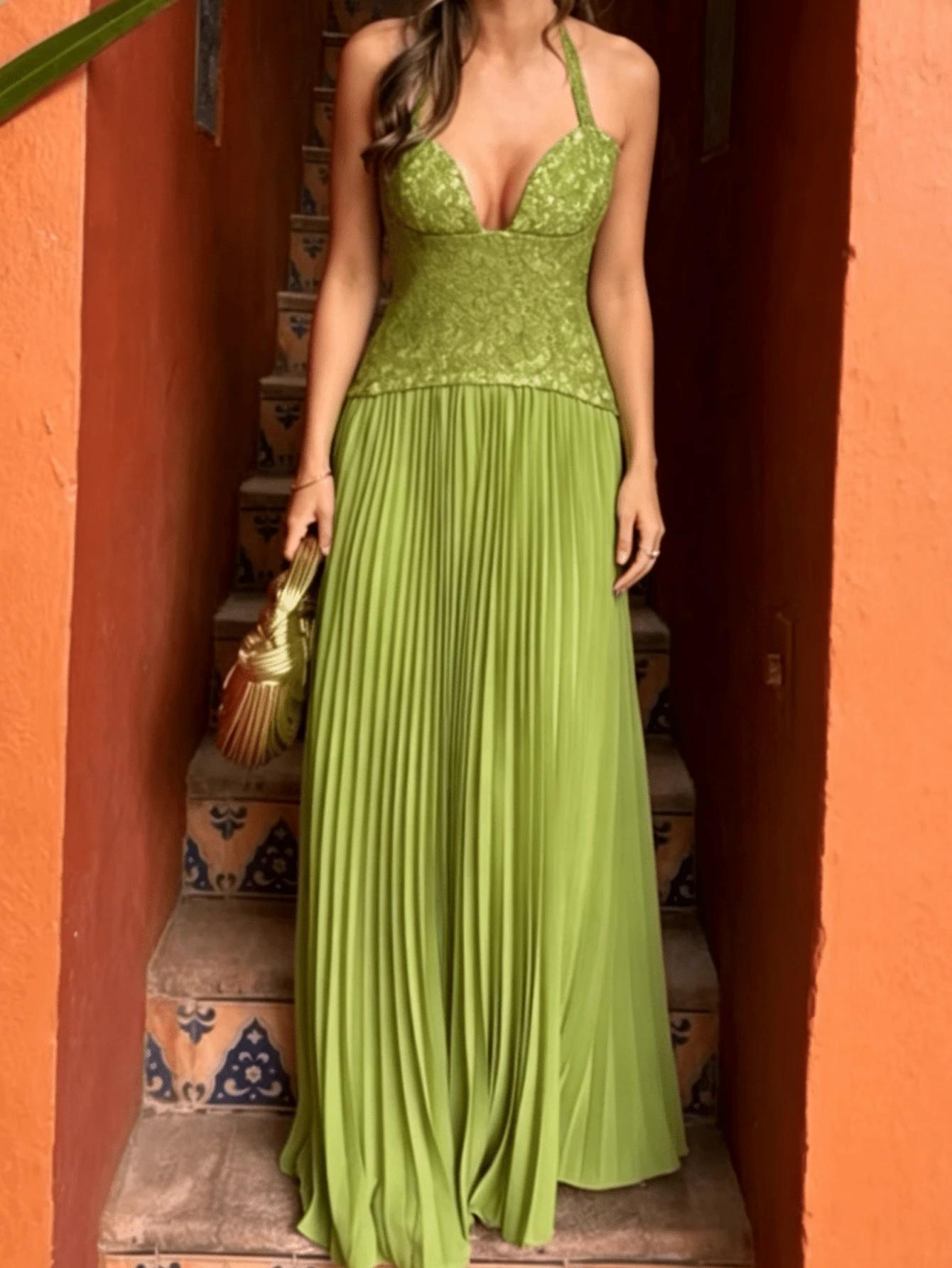 SHEIN ZIELONA MAXI SUKIENKA PK01__S