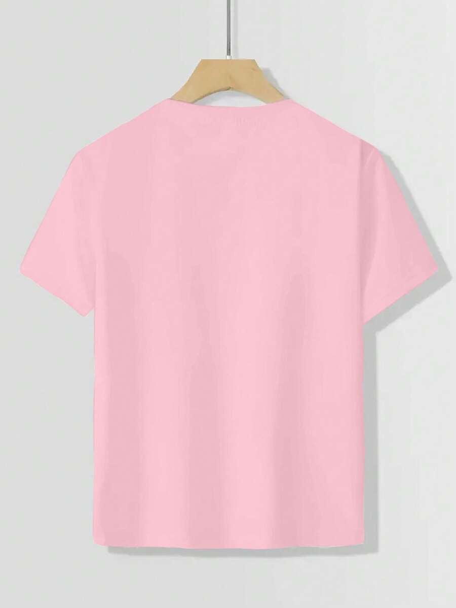 SHEIN RÓŻOWY T-SHIRT NADRUK S06__152-160