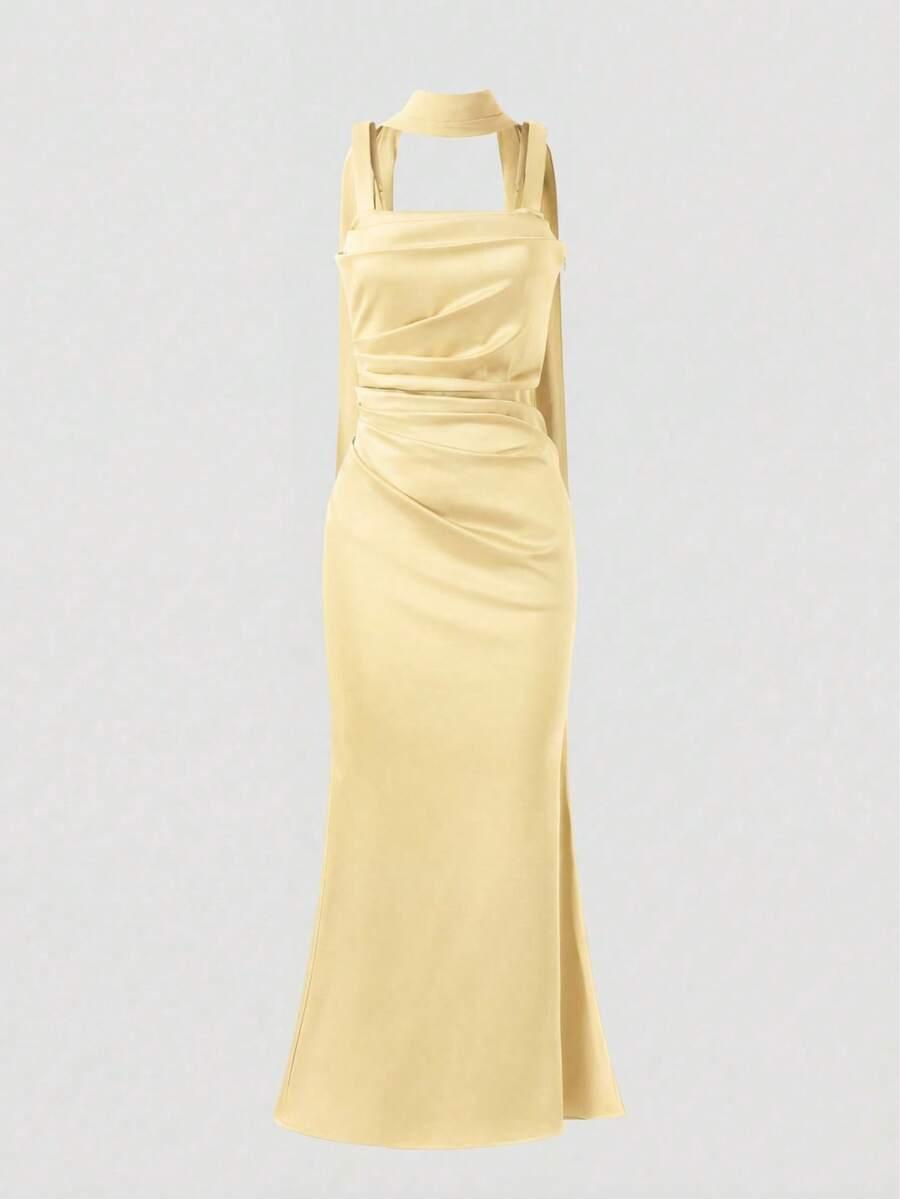 SHEIN ŻÓŁTA MAXI SUKIENKA S06__L