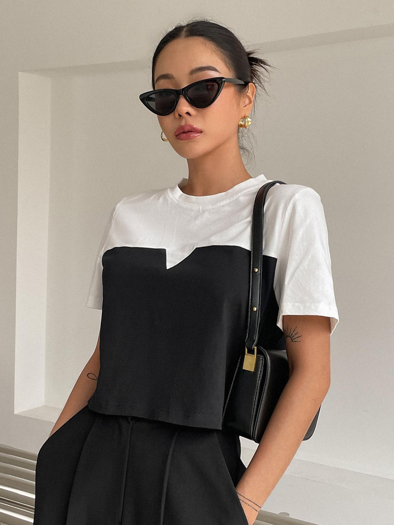 SHEIN T-SHIRT Z KRÓTKIM RĘKAWEM S06__S