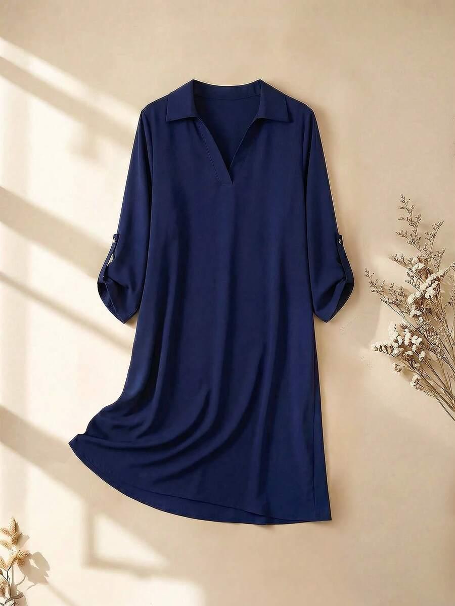 SHEIN GRANATOWA SUKIENKA KOŁNIERZYK S06__46