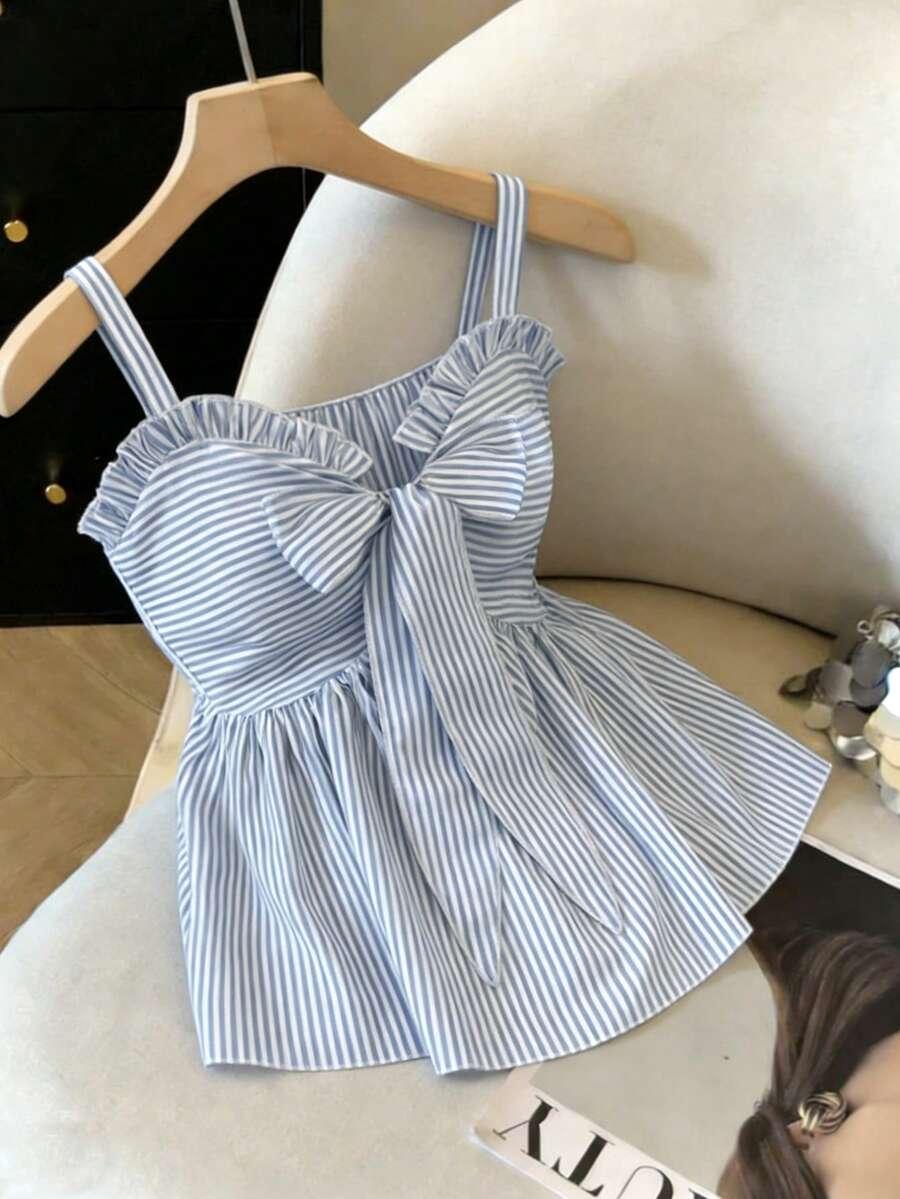 SHEIN TOP NA RAMIĄCZKACH W PASKI WIĄZANIE S06__S