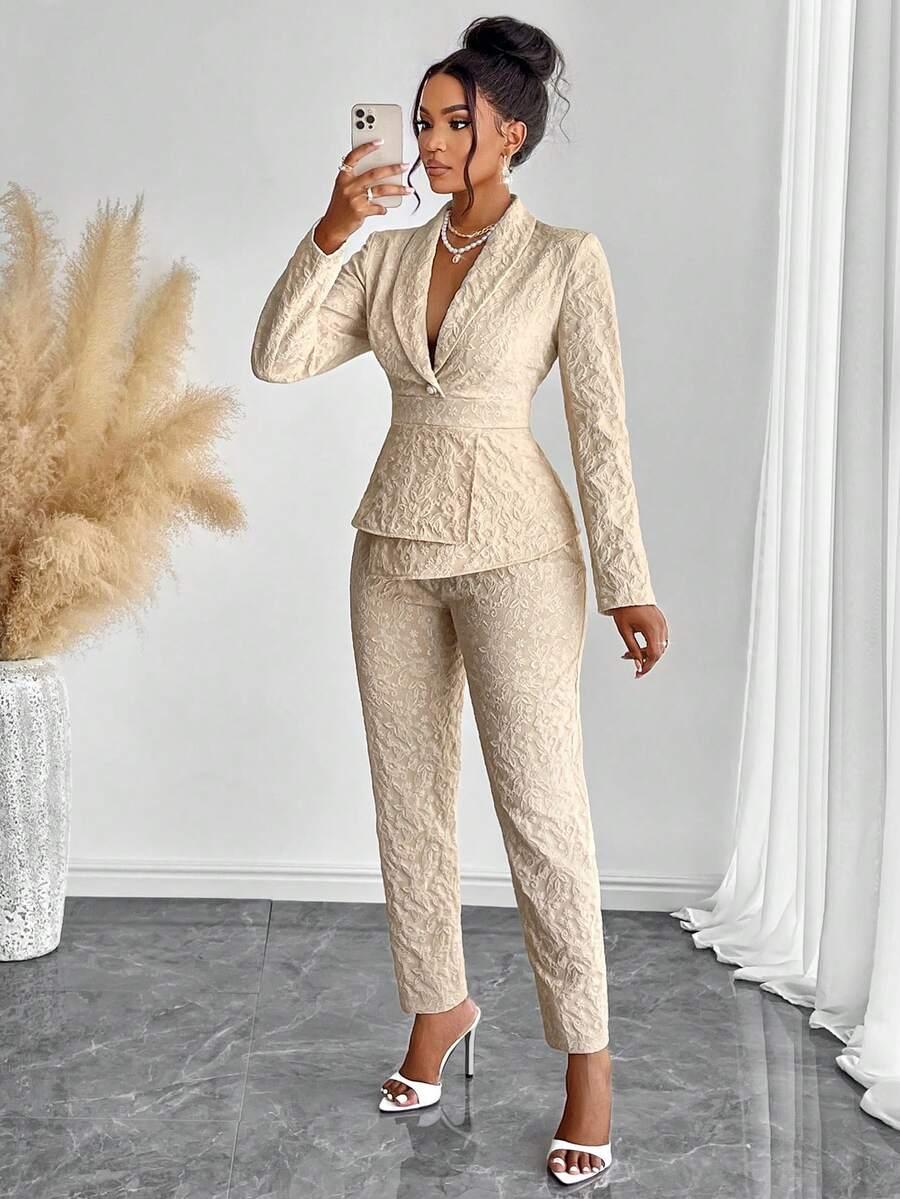 SHEIN KOMPLET MARYNARKA SPODNIE S06__L