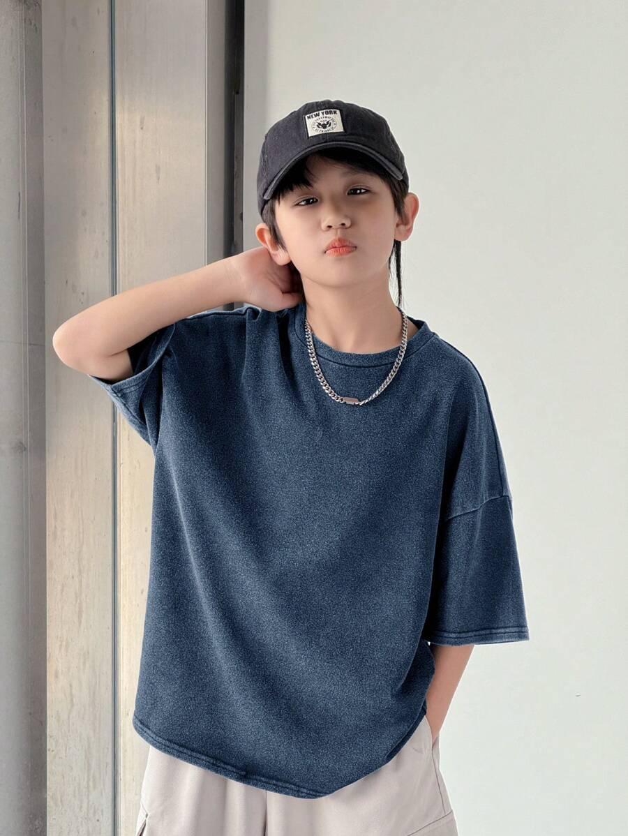 SHEIN NIEBIESKI T-SHIRT OVERSIZE S06__122/128