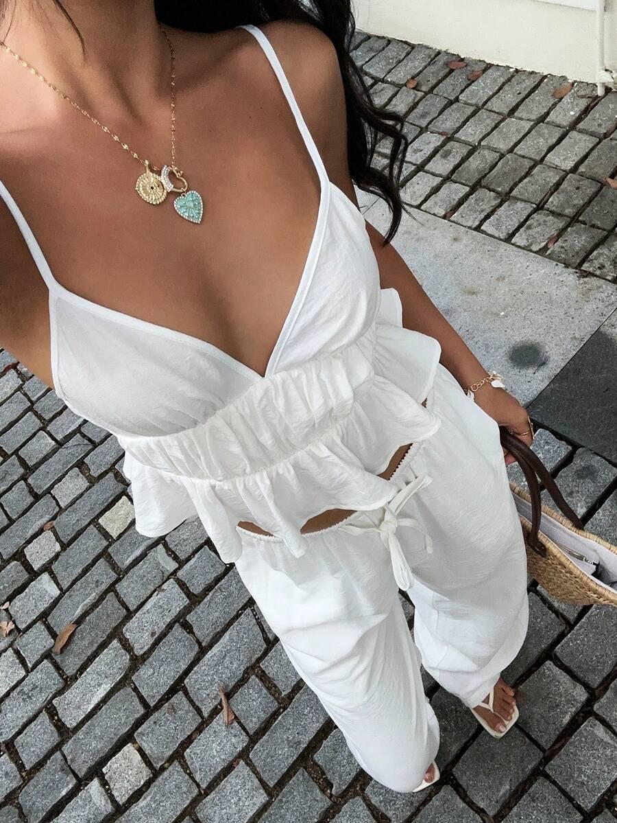 SHEIN BIAŁY TOP NA RAMIĄCZKACH S06__L