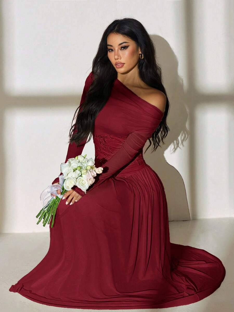 SHEIN CZERWONA MAXI SUKIENKA S06__L