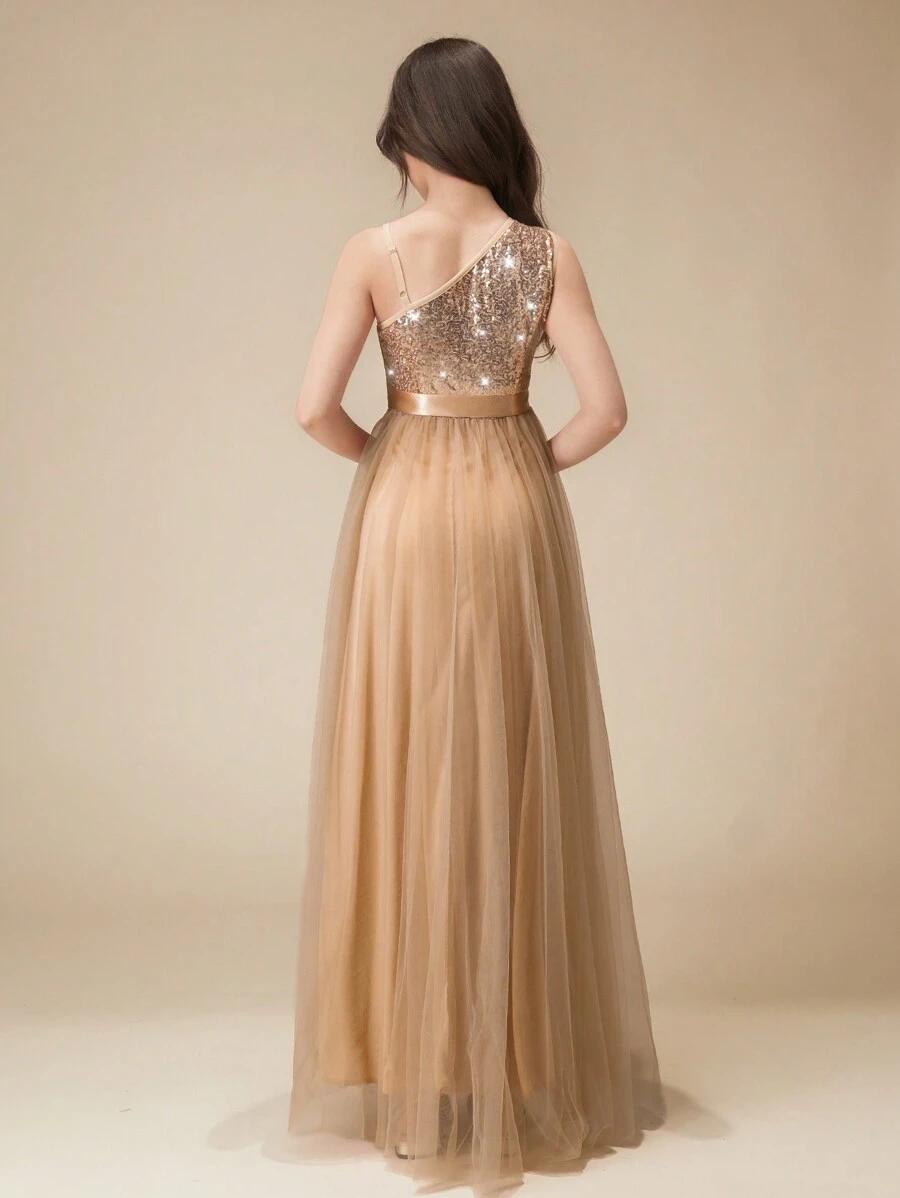 SHEIN ZŁOTA MAXI SUKIENKA TIUL S06__158-162