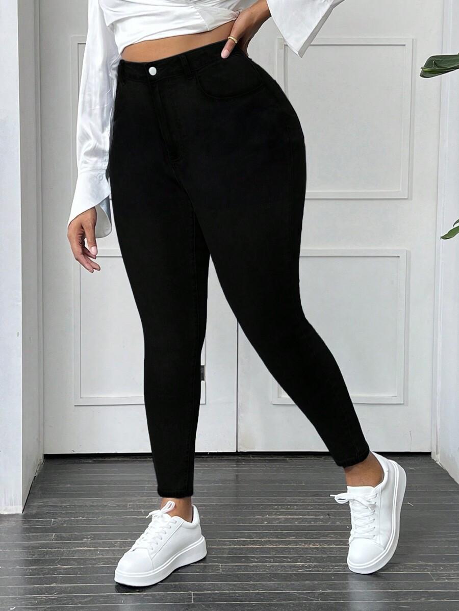 SHEIN CZARNE SPODNIE JEANS RURKI S06__XXL