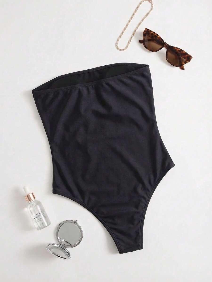 SHEIN CZARNY JEDNOCZĘŚCIOWY STRÓJ KĄPIELOWY S09__XS