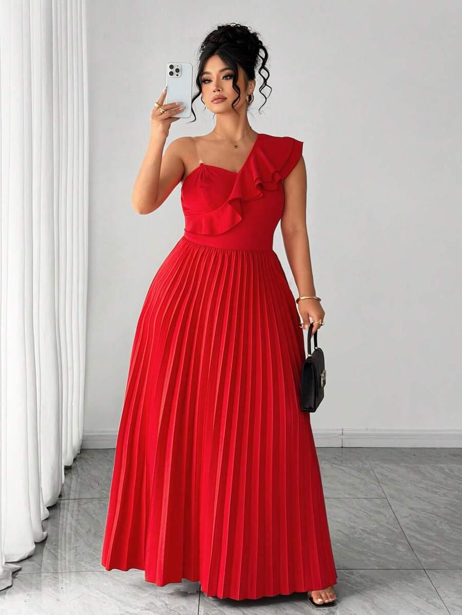 ELENZGA CZERWONA PLISOWANA MAXI SUKIENKA S06__50