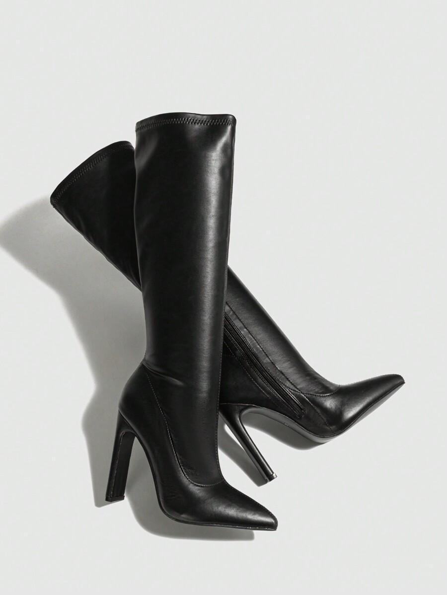SHEIN CZARNE KOZAKI NA OBCASIE IMITACJA SKÓRY W01__36,5