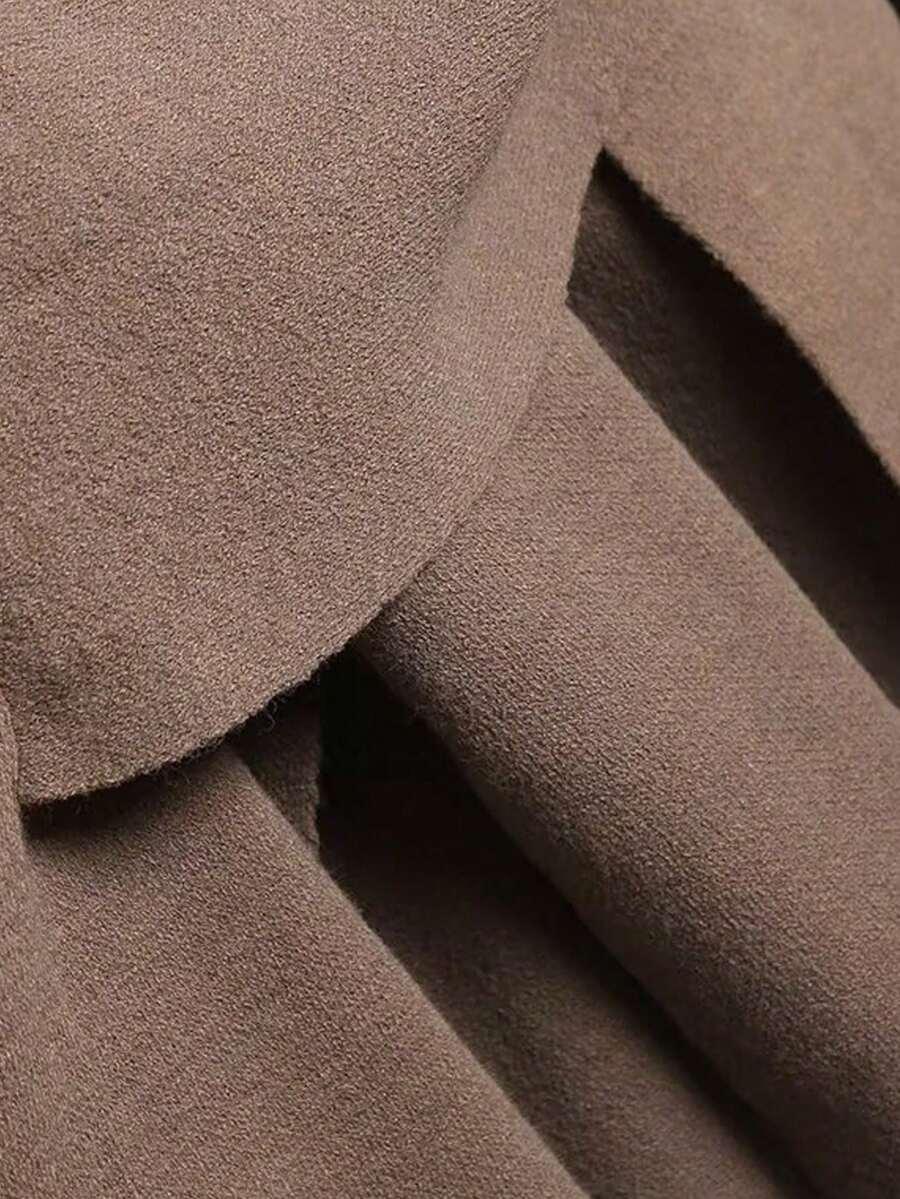 SHEIN BEŻOWE KLASYCZNY PONCZO W01__M