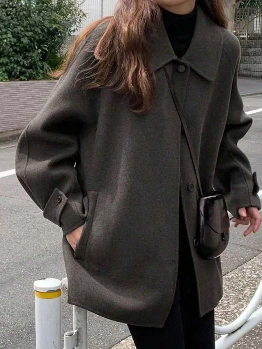 SHEIN SZARY PŁASZCZ GUZIKI S06__L