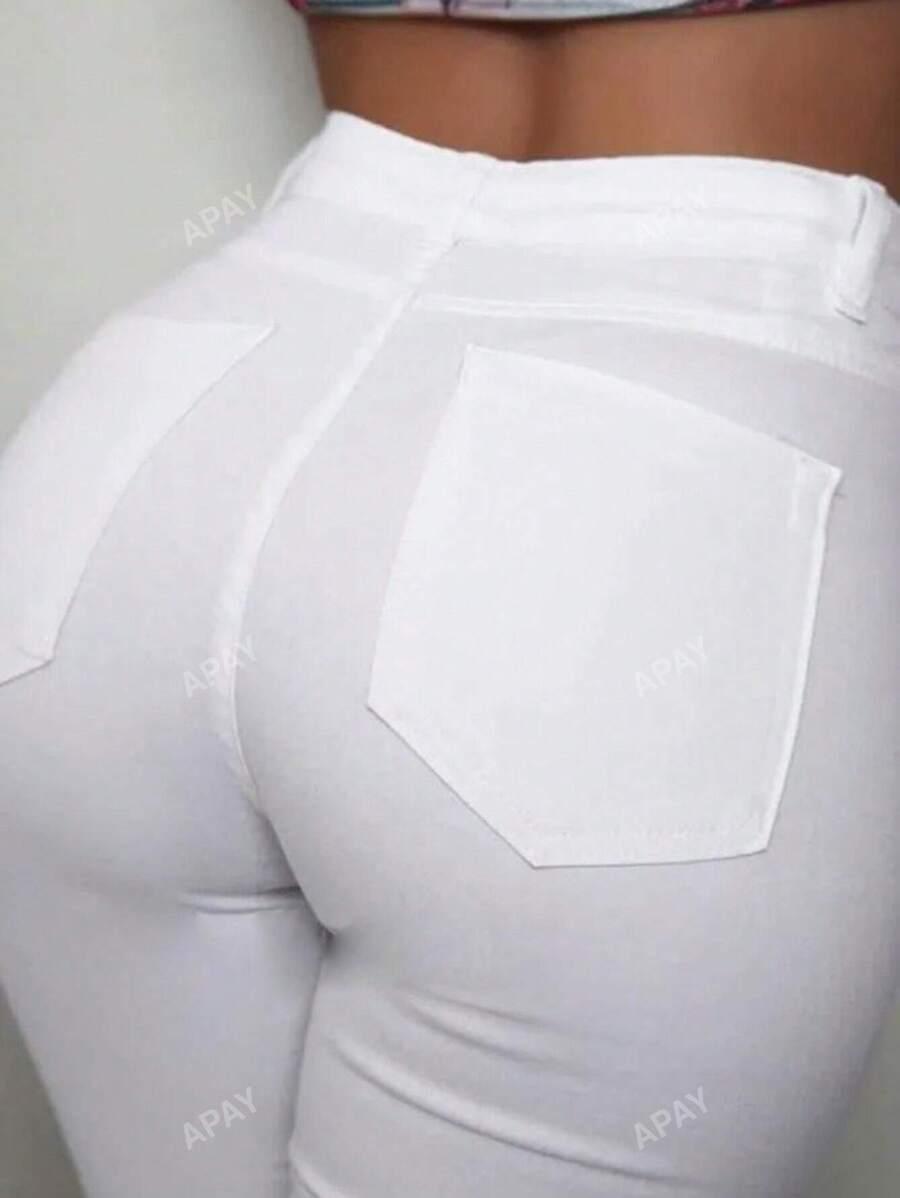 SHEIN BIAŁE SPODNIE JEANS S06__S