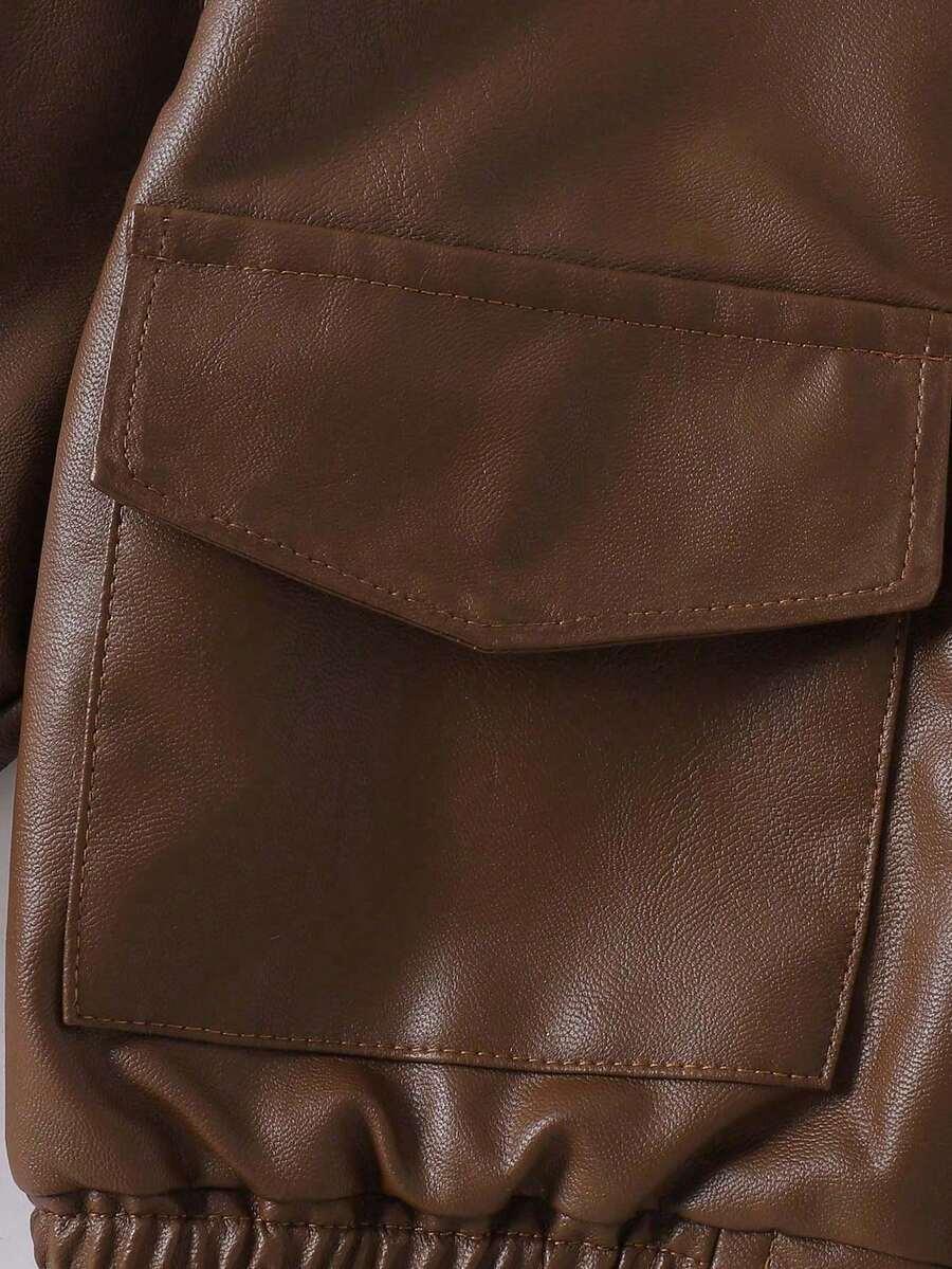 SHEIN BRĄZOWA KURTKA IMITACJA SKÓRY W01__90