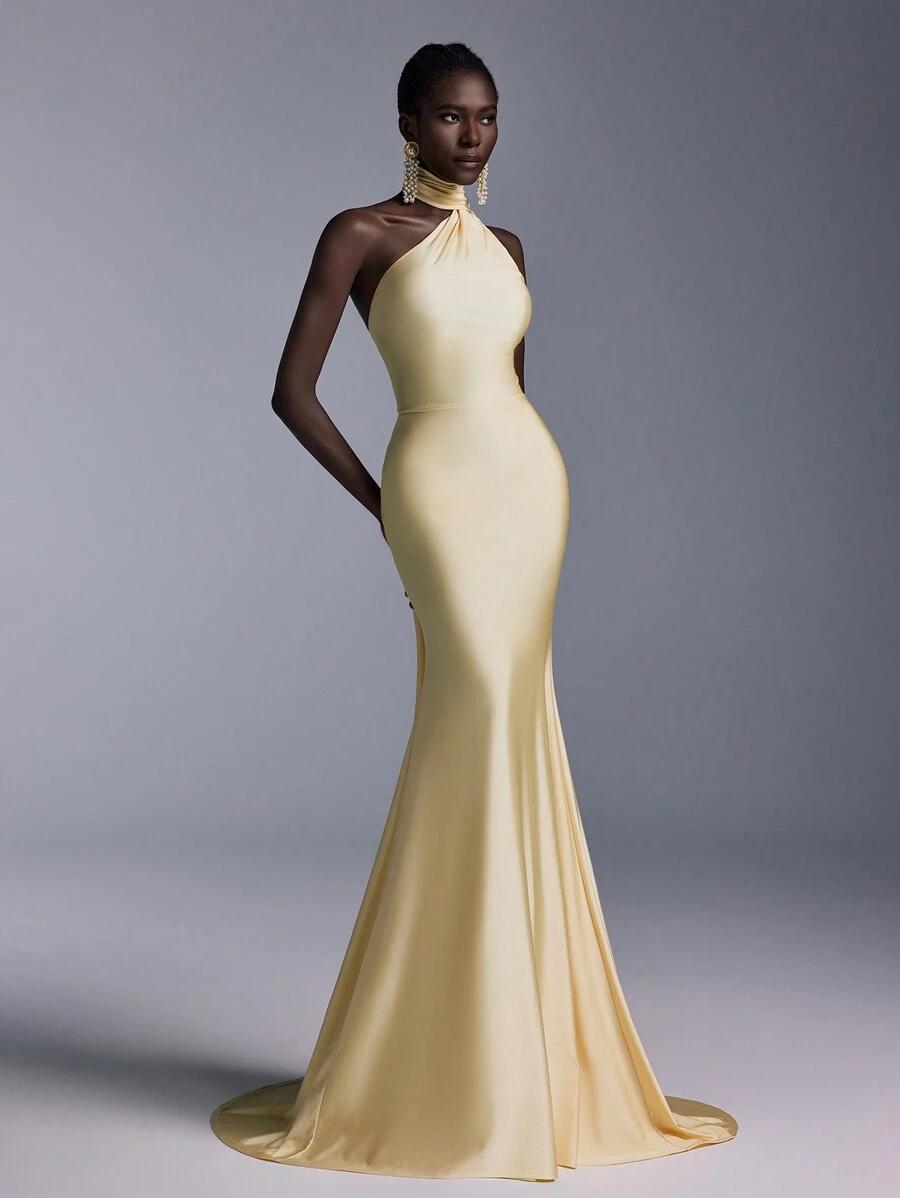 SHEIN ŻÓŁTA MAXI SUKIENKA S06__S