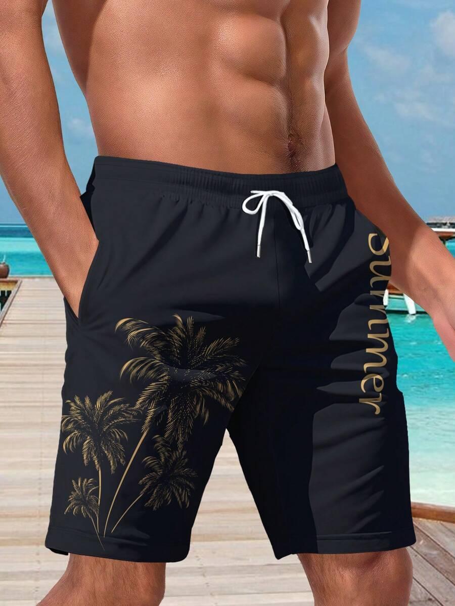 SHEIN SZORTY PLAŻOWE KĄPIELÓWKI KIESZENIE NADRUK SUMMER S06__XL